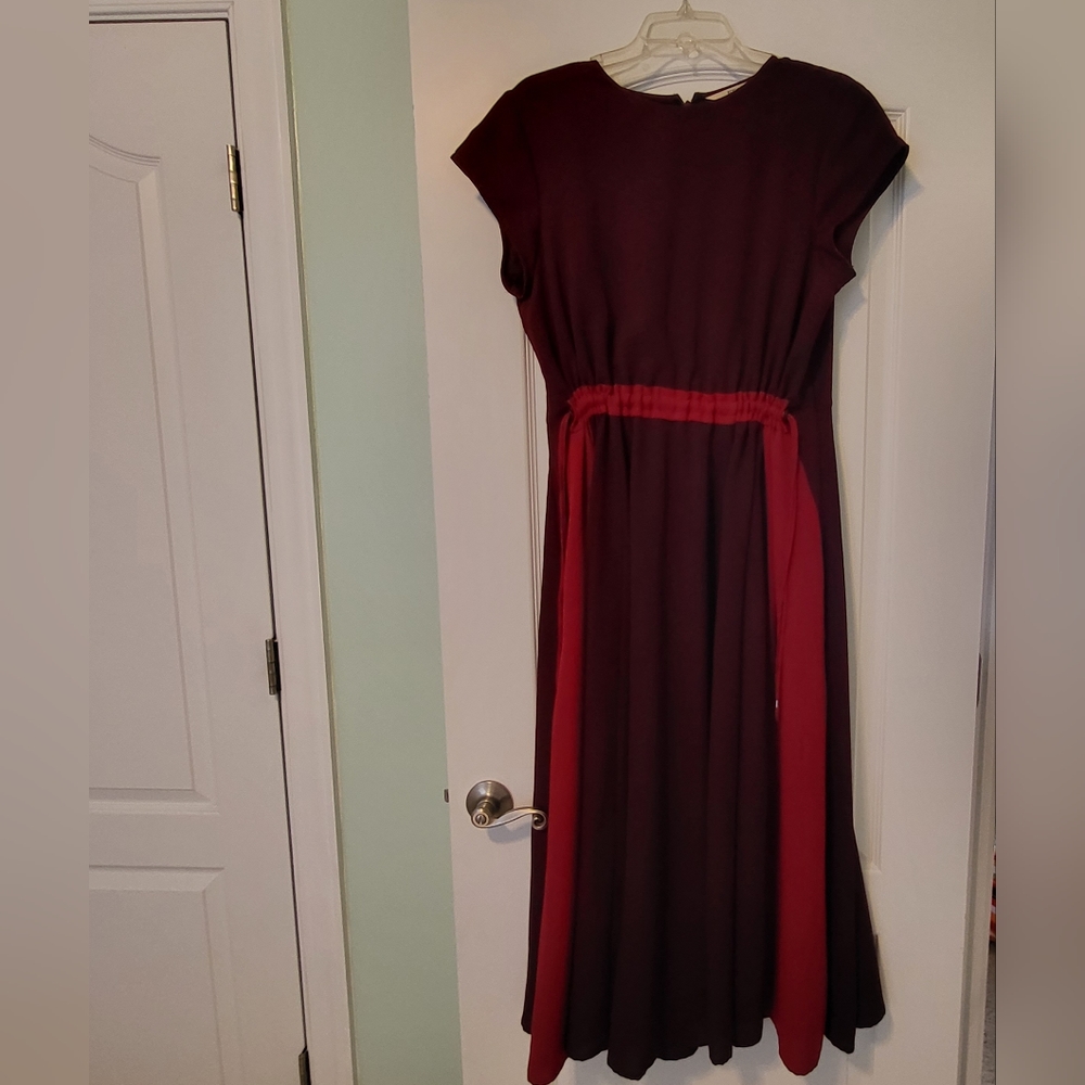 eShakti/Zapelle Burgundy and Red Women's Midi Dress